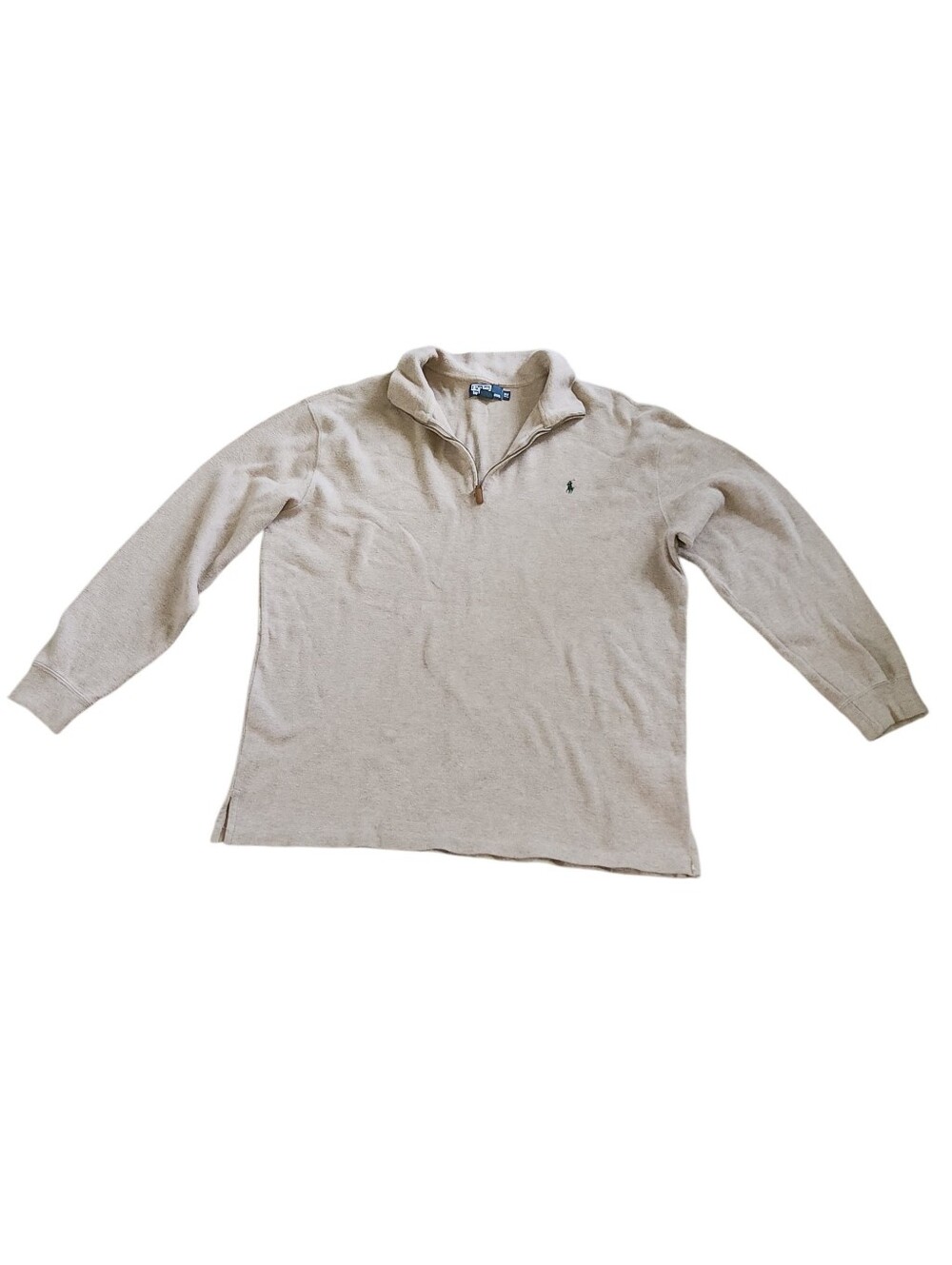 Ralph Lauren Vintage Tan Half-Zip Cotton Polo Sweater